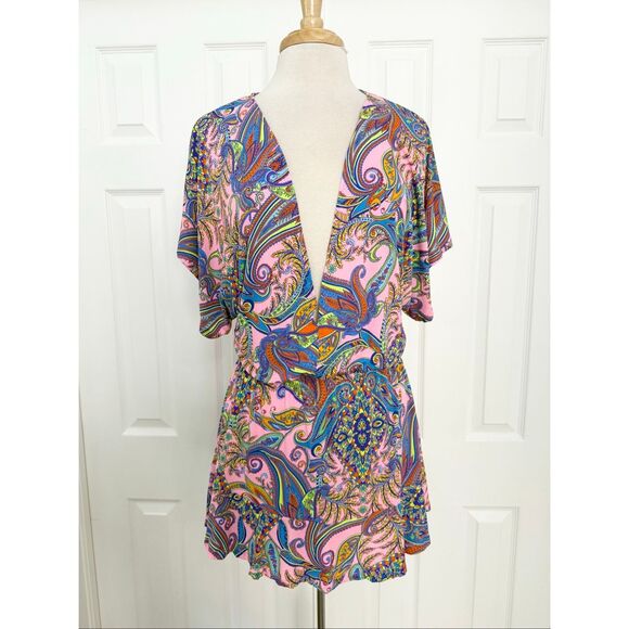 Luli Fama Womens Multicolor Pinkin About You Playera Cover-Up Dress Size Medium - Picture 1 of 6